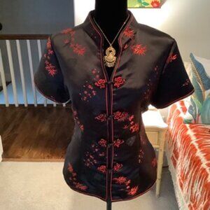 Mandarin Button Up Top